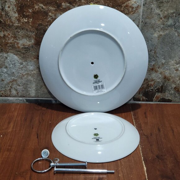 Vintage Two Tier Mary Lake Thompson Porcelain Holly & Pine Cake Stand Christmas - Picture 11 of 11